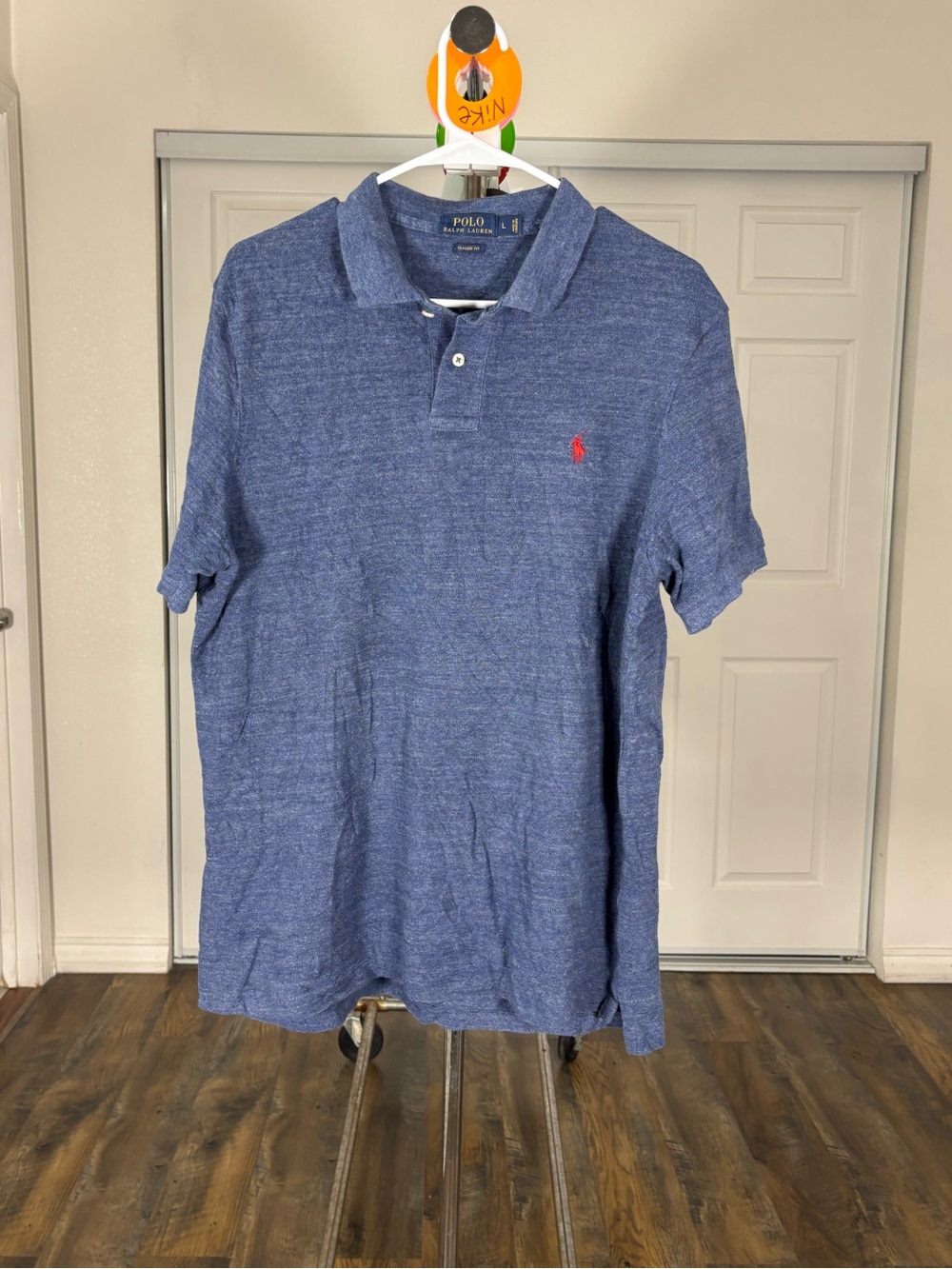 Ralph Lauren Men's Heathered Blue Polo with Red Pony